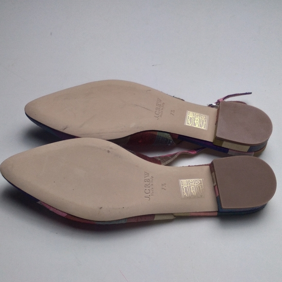 J. Crew Slingback flat shoes plaid fabric multicolor size 7.5 - Picture 9 of 9